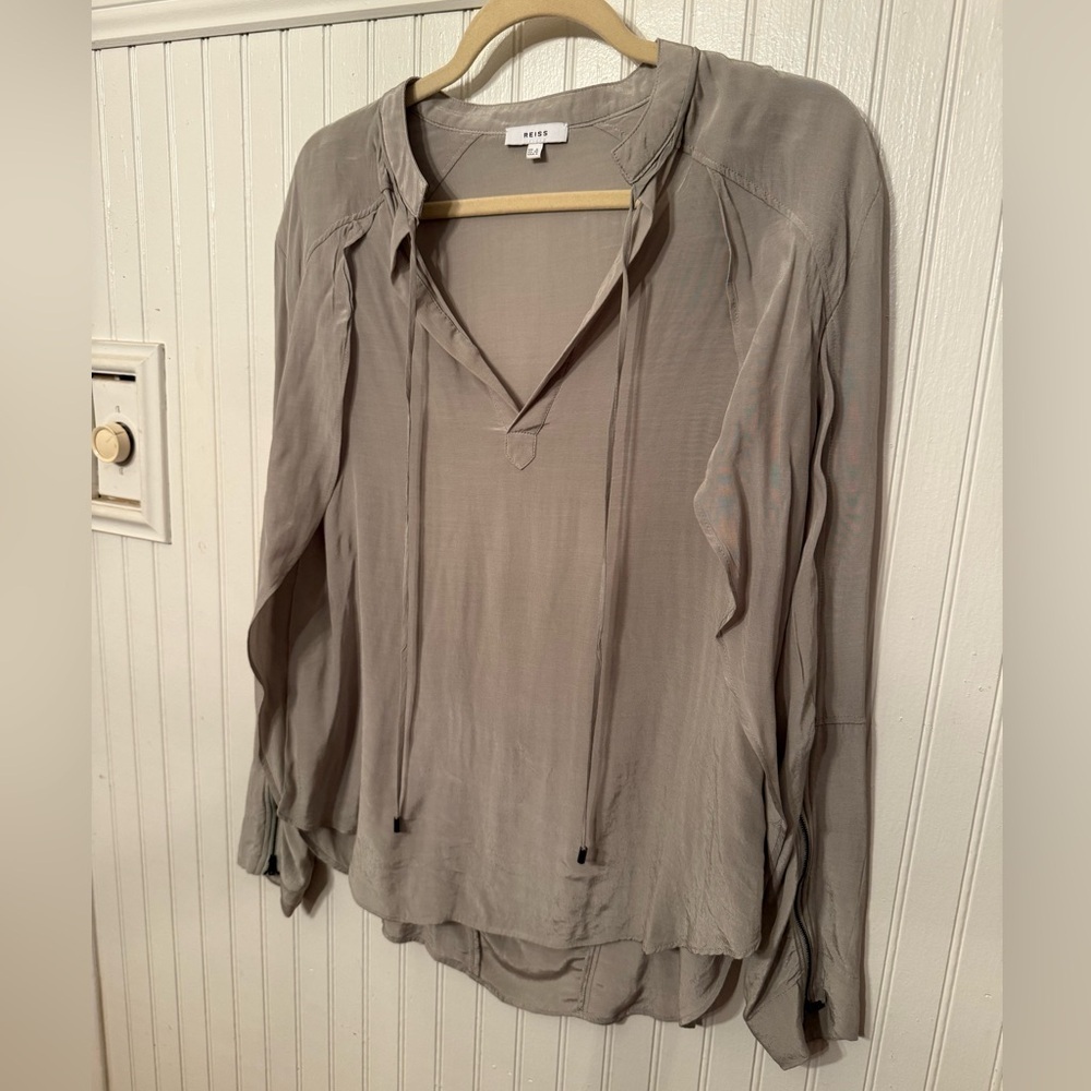 Reiss Frances Zip Cuff Silk Blend Blouse 4